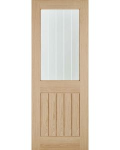 Belize Oak Clear Glass With Frosted Lines Glazed Internal Door