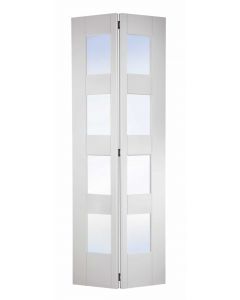 Shaker 4 Light White Primed Clear Glazed Bi-Fold Door
