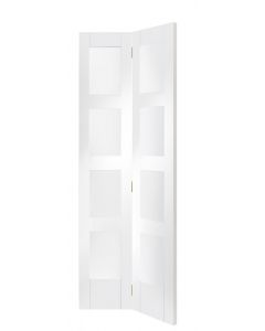 Shaker 4 Panel White Primed Clear Glazed Bi-Fold Internal Door