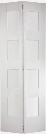 Shaker 4 Panel White Primed Clear Glazed Bi-Fold Internal Door