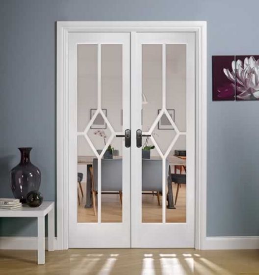 Reims W4 Bevelled Clear Glazed Primed Solid Internal Room Dividers