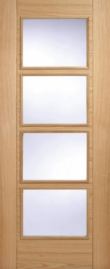 Vancouver Oak 4 Light Clear Glazed Prefinished Internal Fire Doors FD30 