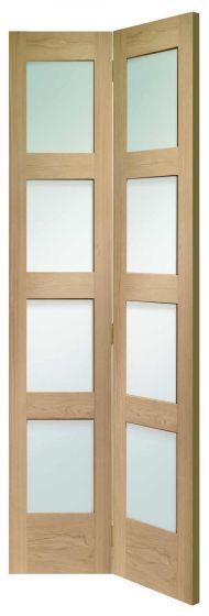 Shaker Oak 4 Light (BI-FOLD) With Clear Glass Internal Door